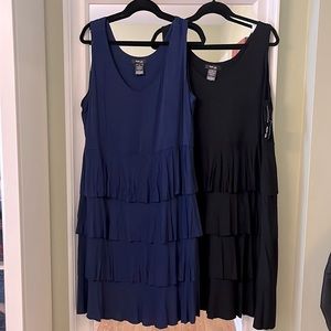 Indigo and Black Style and Co ruffled dresses